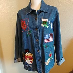 Victoria Jones Christmas Denim Shirt